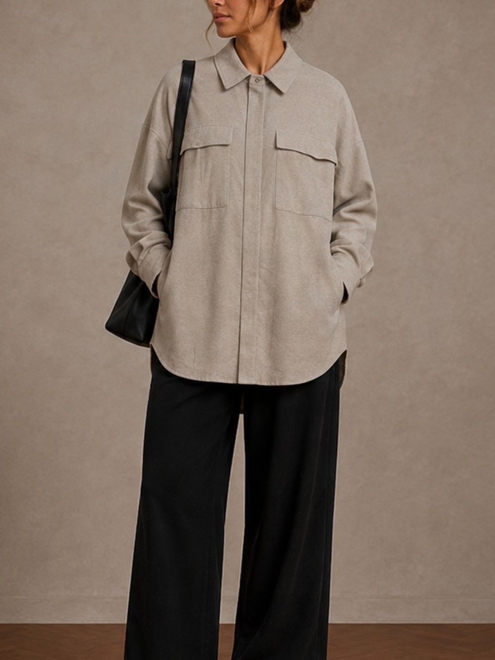 COS Cotton Silk Wool Oversized Shirt Jacket Shacket Button Up Cardigan Sweater